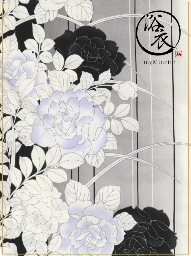 妖艶 ベージュ地にヴィンテージフラワー ゆかた3点セットのセット内容