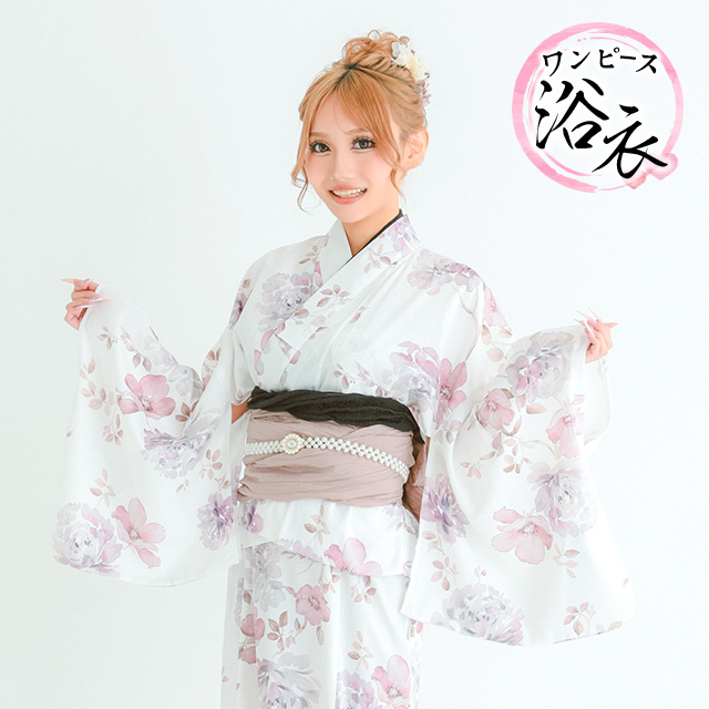 浴衣 プチプラ 3点セット ワンピース2way 花柄 水彩 ガーリー SWEET