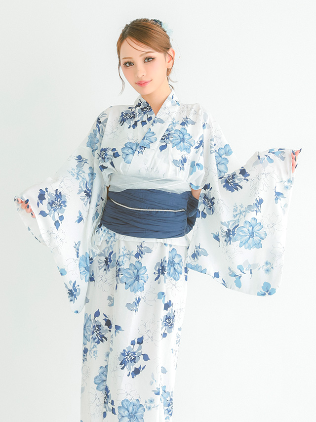 浴衣プチプラ3点セットワンピース2way水彩SWEET青