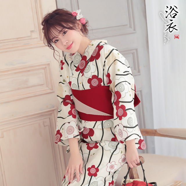 レトロ椿 ゆかた2点セットのメイン画像