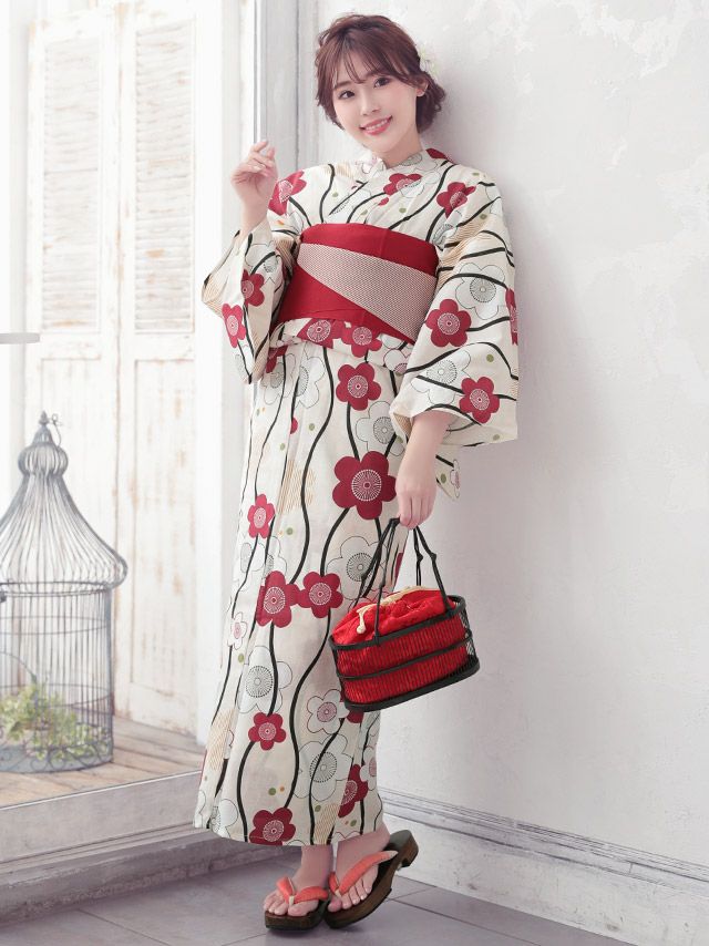 レトロ椿 ゆかた2点セットのイメージ画像1