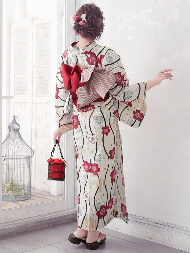 レトロ椿 ゆかた2点セットのイメージ画像3