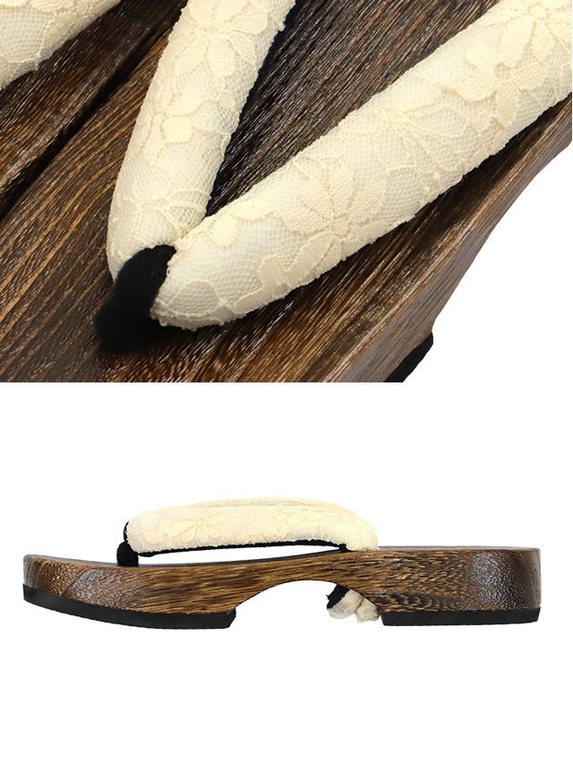  ベロア＆レースデザイン焼き下駄単品