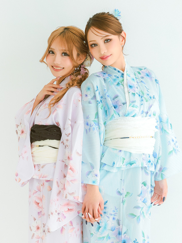 浴衣 プチプラ 3点セット ワンピース2way ストライプ 花柄 水彩 SWEET ピンク