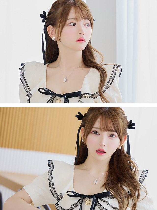 ホワイトパールシルバービジューアクセサリー2点セット