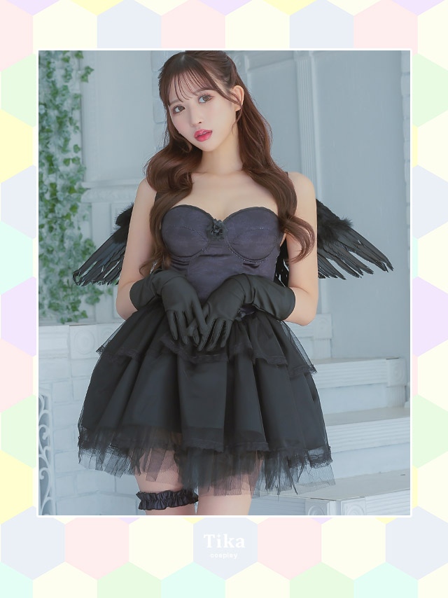 コスプレ 4点set 羽付き 小悪魔 セクシー ブラックデビル