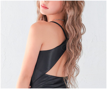 ロングドレス プチプラ 新人 タイト セクシー ラウンジ キャミソール 背中魅せ スナック ドレープ 黒 キャバドレスモデル画像