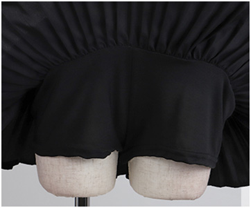 ミニドレス プチプラ ギャル セットアップ ツイード フレア ベアトップ 低身長 黒 フリル キャバドレスモデル画像