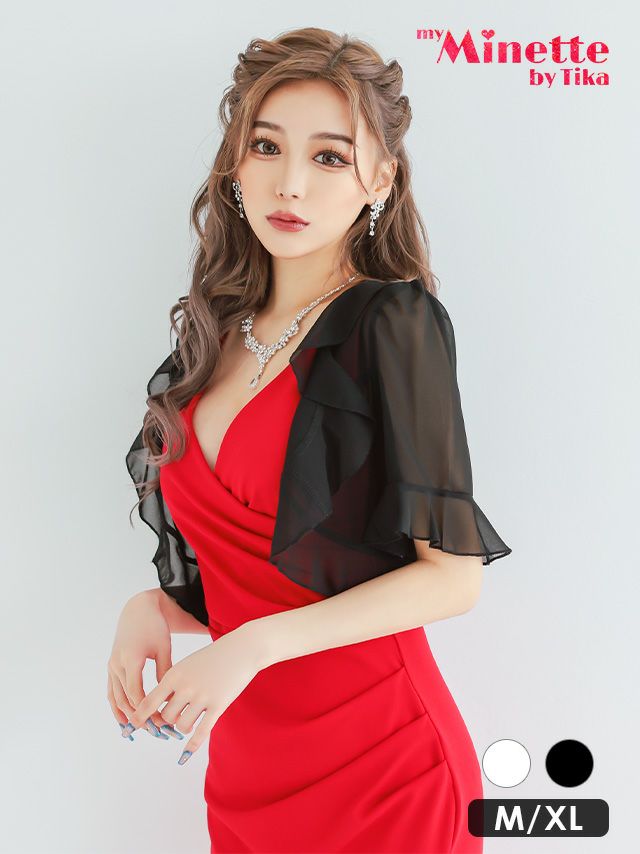 新作半袖シフォンフリル袖ボレロ