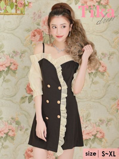 [再入荷]肩あきシースルー胸元フリルダブルボ...