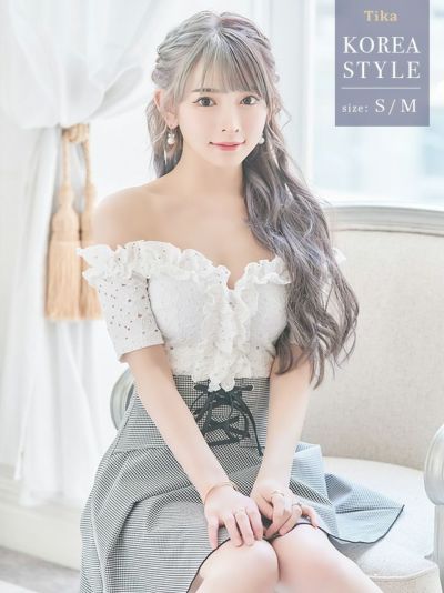 韓国ドレス オフショルダーガーリースタイル胸...