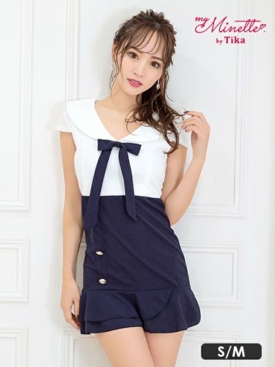 [SALE] 襟デザインリボンバイカラー半袖...