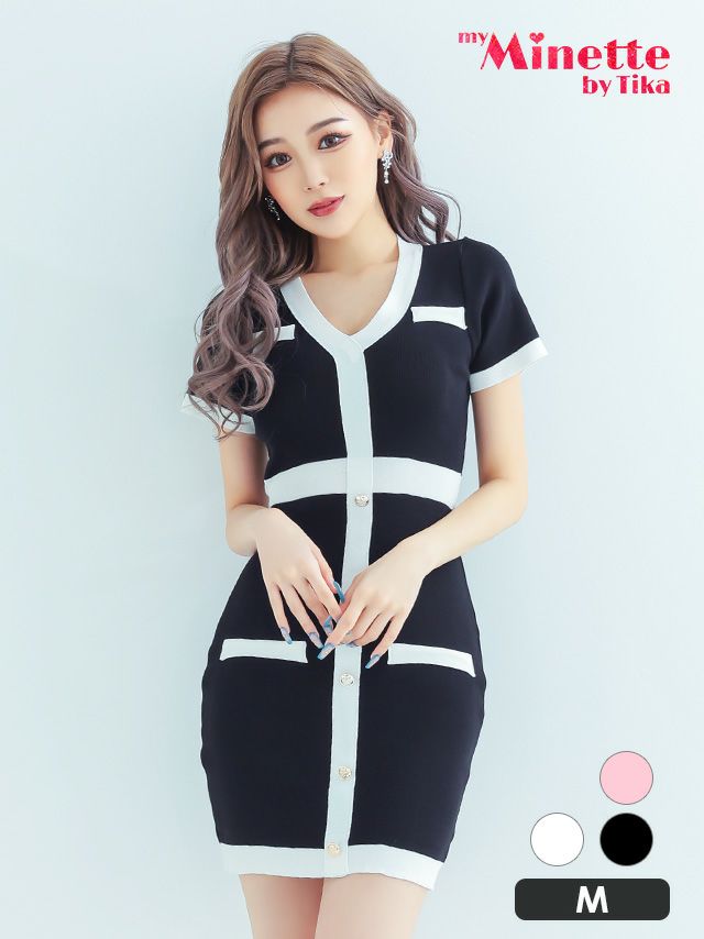 キャバドレス 安い 激安 ミニ丈 キャバクラ クラブ ラウンジ パイピング デザイン 半袖 ニット 素材 タイト ミニドレス プチプラドレス