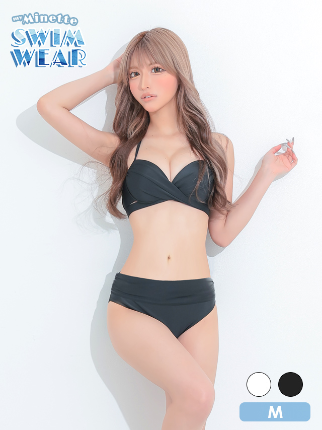水着 ワンカラークロスデザインホルターネックビキニ | myMinette