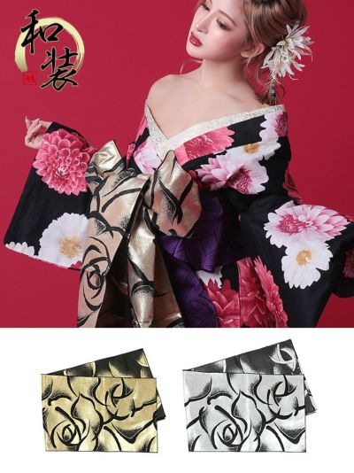 [セール] 和装小物 ゴージャス薔薇柄兵児帯...