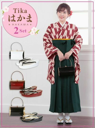 和装バッグ×草履 2点set (エンジ/白/黒)