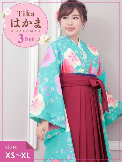 藤川沙弥 はかま着用 レトロ梅模様 袴3点セ...