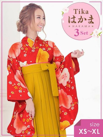 武田静加 はかま着用 レトロ梅模様 袴3点セ...