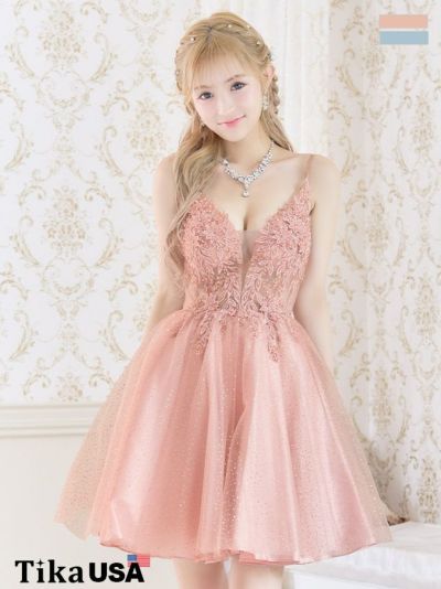 LA直輸入シースルーキラキラレース フリルバ...