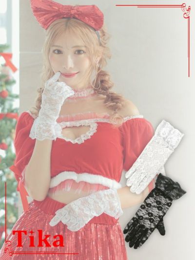 コスプレ 小物 フラワー総レースショート丈フリルグローブ【ネコポス対応可350円】