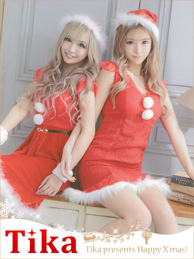 サンタ サンタコス サンタコスプレ クリスマス クリスマスドレス コスプレ ドレス ミニドレス フレアドレス ツイード ツイードドレス ベロア ベロアドレス キュート ガーリー フェミニン myMinetteマイミネット サンタコス レースショルダー選べるサンタコスプレ
