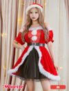 コスプレ サンタ クリスマス 衣装 仮装 赤 myMinette マイミネット サンタコス 4点set 肩出し 2Way オフショルダー キラキラ Aライン ベロア サンタコスプレ