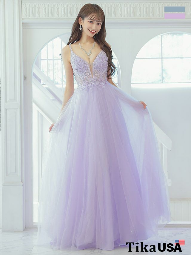 LA直輸入 胸元シースルーインポートバースデーAラインバースデーロング  