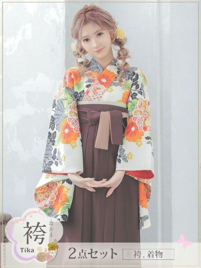 袴 菊×菊 絞りデザインはかま2点セット (...