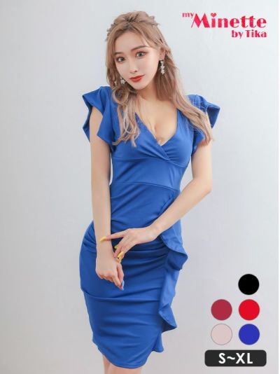 [SALE] カシュクールワンピースフリル袖...