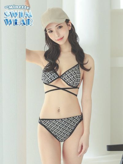 [セール] 水着 フロントクロスデザインエスニック柄ビキニ