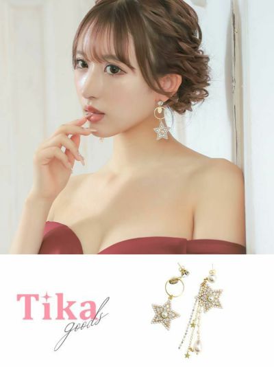 星柄ビジューパールアシンメトリーバースデーピ...