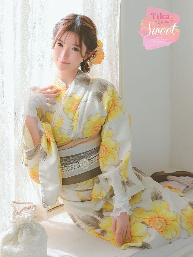 浴衣 レディース セット 半幅帯 古典 レトロ モダン 簡単 myMinette マイミネット 水彩ひなげし柄乙女浴衣3点セット