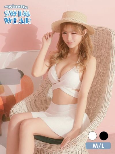 [セール] 水着 クロスバックリボンフリルス...
