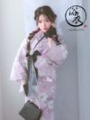 浴衣 レディース セット 作り帯 下駄 古典 レトロ myMinette マイミネット　パステルカラー × 花柄 ゆかた 3点セット