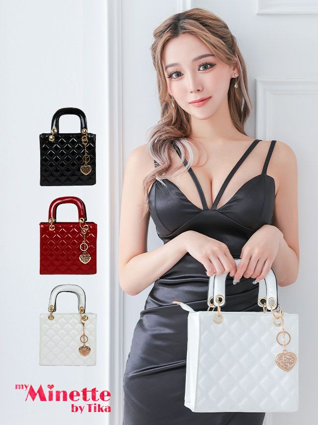 キャババッグ ミニバッグ ショルダーバッグ ハンドバッグ 肩掛け スクエア型 ハートチャーム付き 2way ハンド ミニバッグ