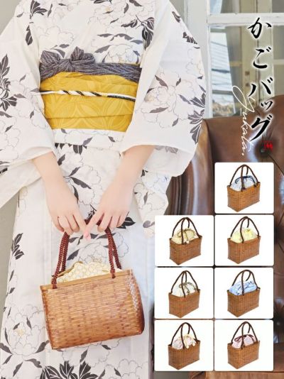 浴衣小物 巾着付き単色カラフルロープハンドル...