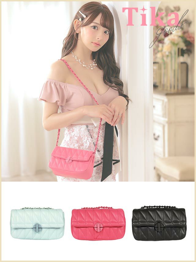 バッグ ミニ 肩掛け 鞄 キャババッグ キャバクラ myMinette マイミネット マットチェーンショルダー付きキルティング2wayハンドミニバッグ