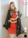 羽織り ショール ガウン カーディガン 防寒対策 ロング丈 ケープ myMinette マイミネット フェイクファーパイピングフード付きケープ大判ショール