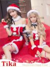 コスプレ サンタ クリスマス 衣装 仮装 myMinette マイミネット サイドレースアップオフショルブラックレース切替タイト王道サンタコスプレ