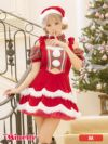 コスプレ サンタ クリスマス 衣装 仮装 myMinette マイミネット タータンチェック柄オフショルスカラップファーフレアスカート王道サンタコスプレ