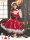 コスプレ サンタ クリスマス インポート 衣装 仮装 myMinette マイミネット フェイクフェザー＆総スパンコールゴージャスフレアキラキラ王道サンタコスプレ