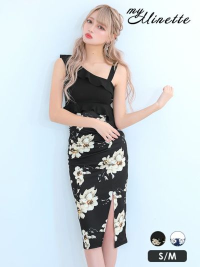 [SALE] 胸元フリルワンショルダー花柄プ...