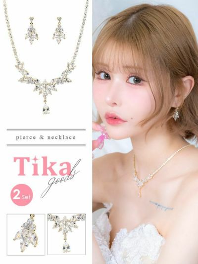 リーフマーキスカットビジューアクセサリー2点...