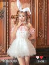 コスプレ かわいい コスチューム セクシー 仮装 衣装 ハロウィン myMinette マイミネット フリルリボンデザインAラインチュールオフショルガーリーベロアバニーガール