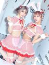 コスプレ ハロウィン セット セクシー うさぎ 仮装 myMinette マイミネット セクシー ランジェリー風 ギンガムチェック柄 体型カバー フレアスカート ペア ラブリー メイド バニー アニマル