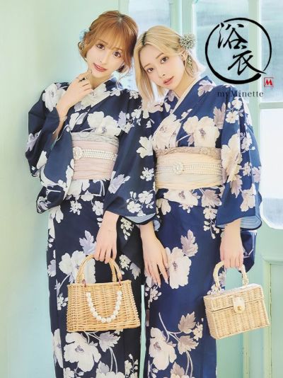 浴衣 SWEET ビッグフラワー ゆかた3点セット (浴衣+兵児帯+下駄)