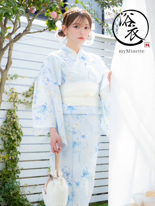 SWEET 水色地 ニュアンス リリー ゆかた3点セット