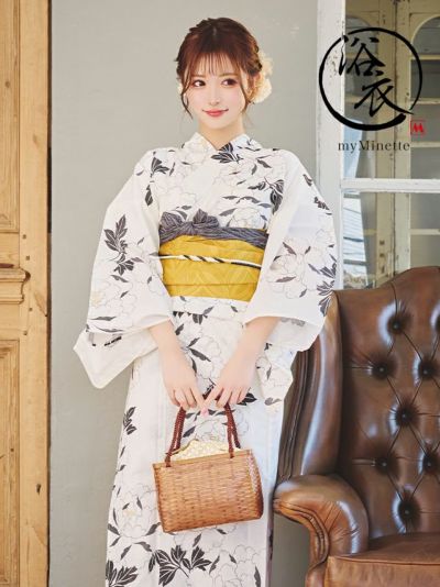 [セール] 浴衣 選べる帯 モノトーン×タータンチェック ゆかた3点セット (浴衣羽織+作り帯or平帯+兵児帯)