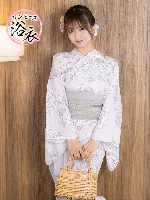 浴衣 ゆかた yukata 二部式 簡単 セパレート  SWEET ワンピース浴衣 ピンク地×牡丹 ゆかた3点セット