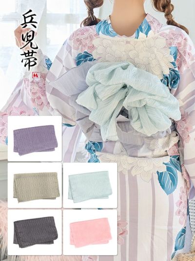 浴衣 小物 花柄×オーガンジー 飾り兵児帯 (ピンクベージュ/グレー/モカ/パープル/ネイビー/ブラック)【ネコポス対応可350円】